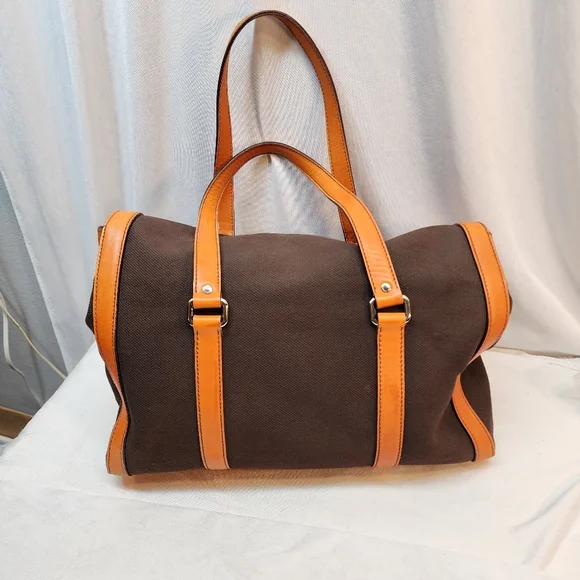 Prada Authentic Vintage Canvas & Leather Bowling Bag Purse Made in Italy!  🇮🇹 - Picture 2 of 15